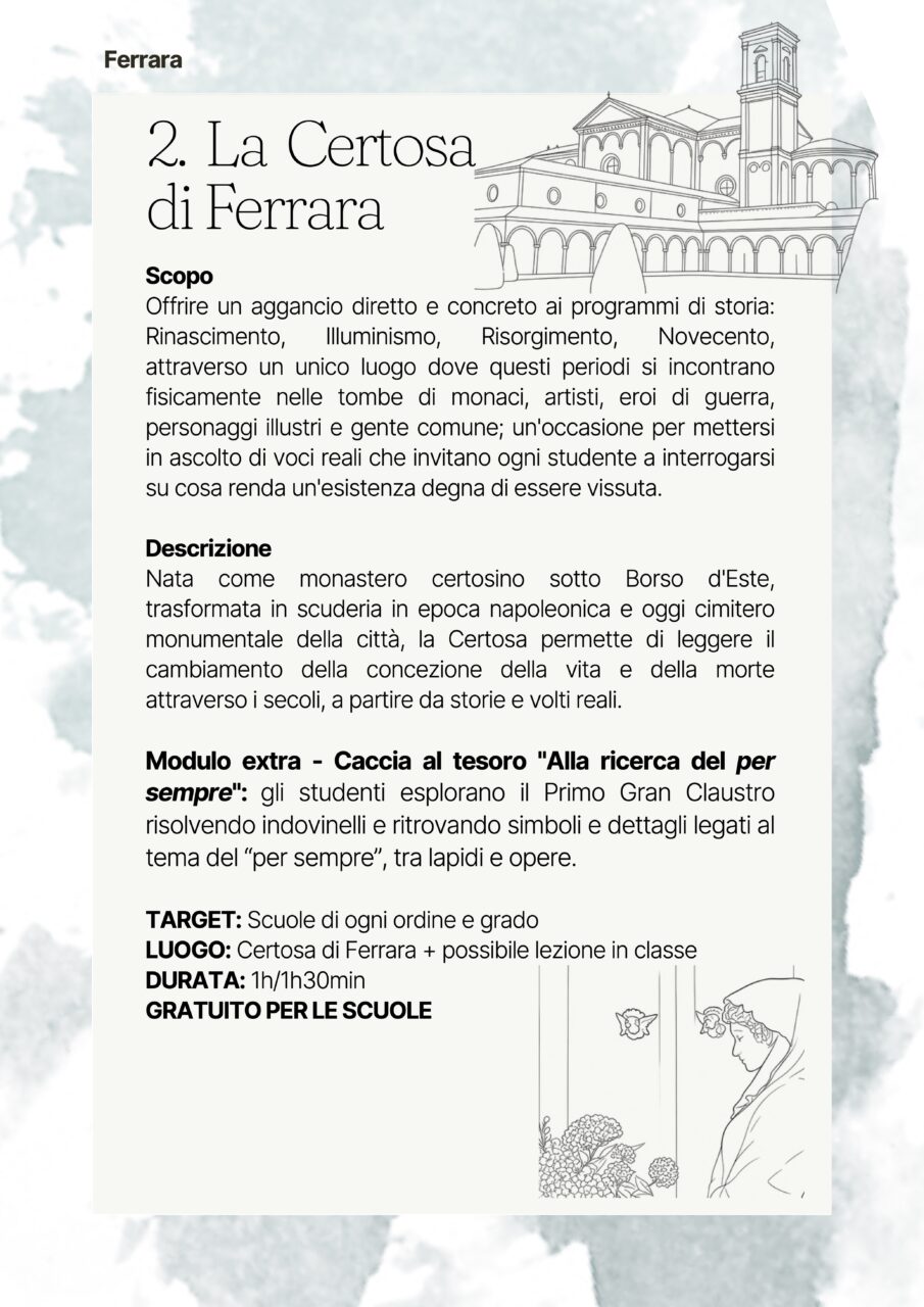 Scheda di presentazione del progetto didattico-educativo a.a. 2026-27 sulla Certosa di Ferrara