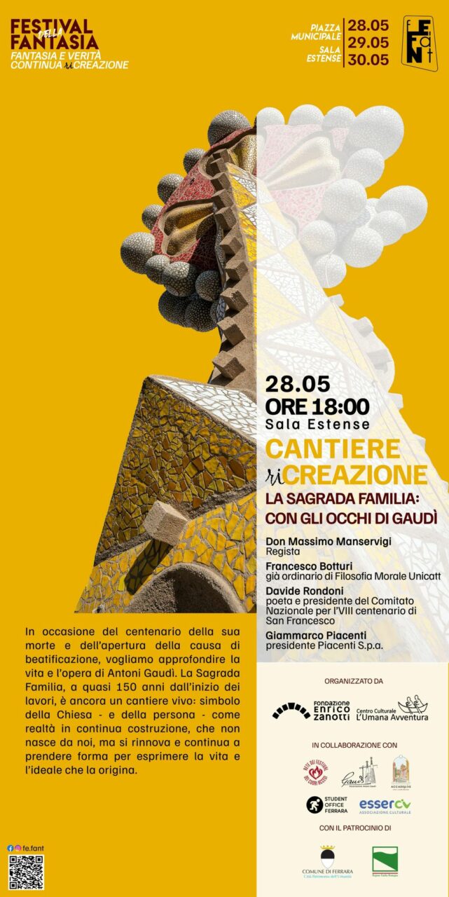 Locandina dell'incontro del Fefant 2026, Cantiere ricreazione sulla Sagrada Familia e Gaudì