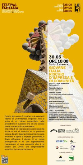 Locandina dell'incontro del Fefant 2026, Giovani d'Italia - Rischio d'impresa e comunità