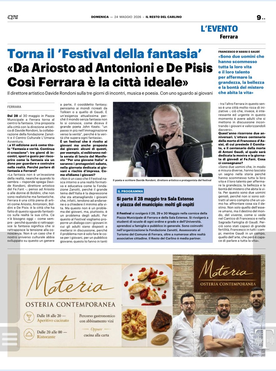 Articolo del Resto del Carlino sul FEFaNT 2026