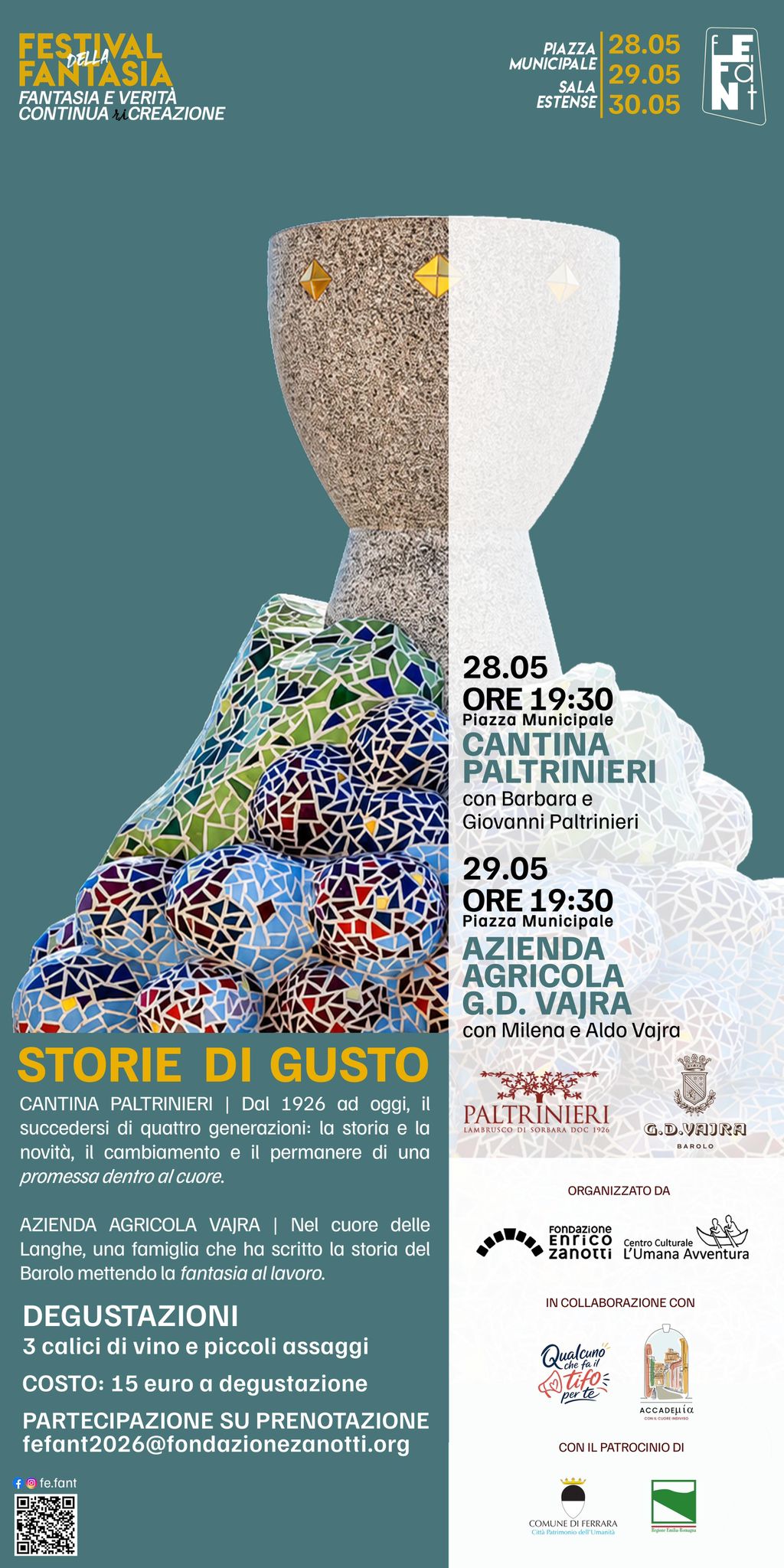 Locandina dell'incontro del Fefant 2026, Storie di Gusto, racconti e assaggi gastronomici