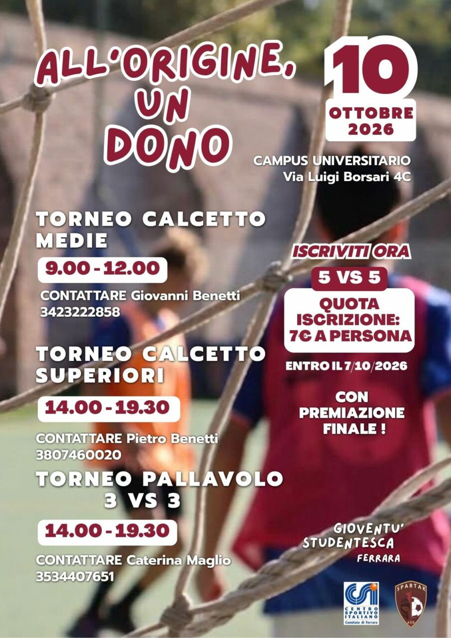 Volantino dei tornei del Happening 2026 proposto da Gioventù Studentesca